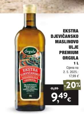 EKSTRA DJEVIČANSKO MASLINOVO ULJE PREMIUM ORGULA