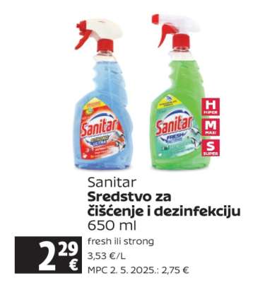Sanitar Sredstvo za čišćenje i dezinfekciju 650 ml