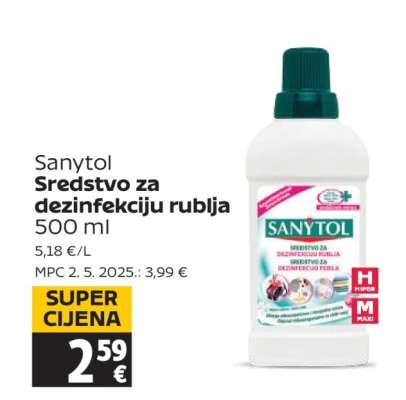 Sanytol Sredstvo za dezinfekciju rublja 500 ml
