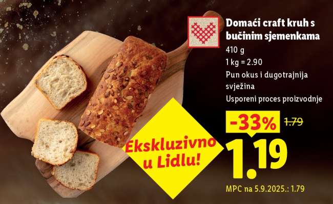 Domaći craft kruh s bučinim sjemenkama