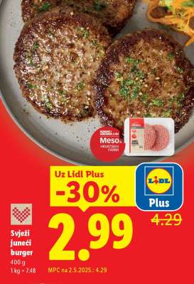 Svježi juneci burger