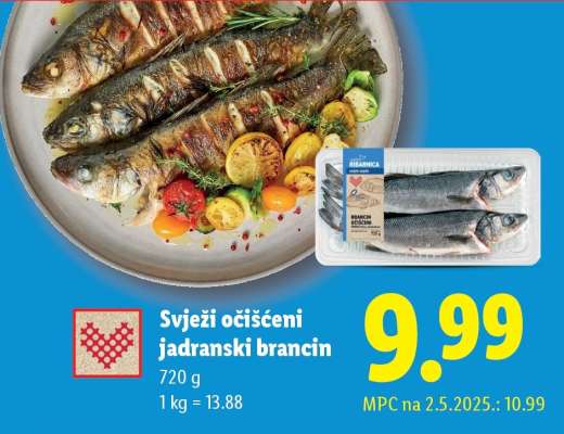 Svjezi očišćeni jadranski brancin