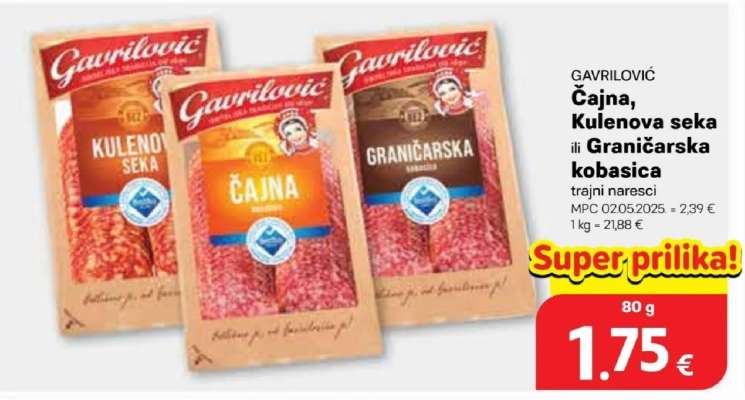 GAVRILOVIĆ Čajna, Kulenova seka ili Graničarska kobasica