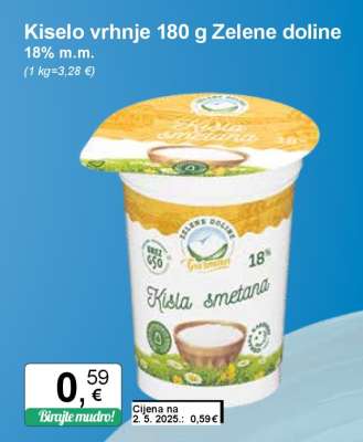 Kiselo vrhnje 180 g Zelene doline