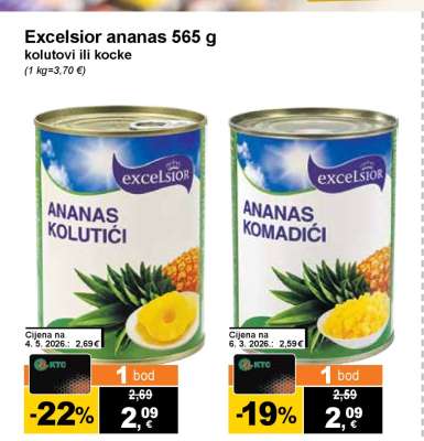 Excelsior ananas 565 g