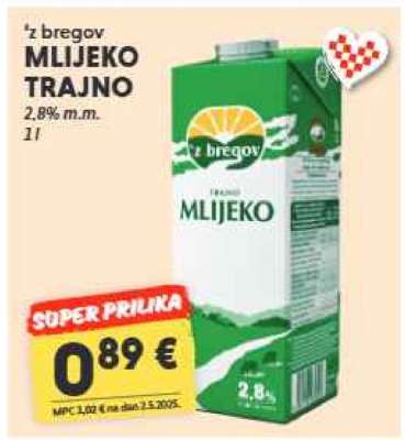 z bregov Mlijeko trajno