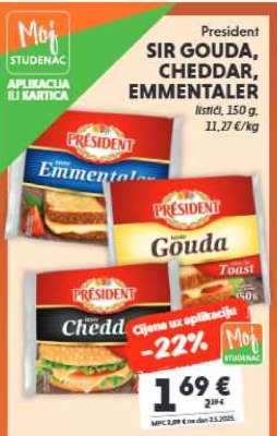 President SIR GOUDA, CHEDDAR, EMMENTALER