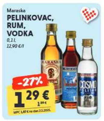 Maraska Pelinkovac, Rum, Vodka