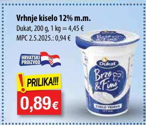 Vrhnje kiselo 12% m.m.