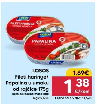 LOSOS Fileti haringe/papalina u umaku od rajčice 175g