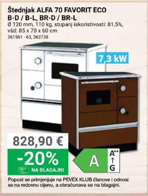 Štednjak ALFA 70 FAVORIT ECO /B-D / B-L, BR-D / BR-L