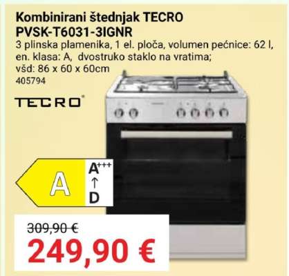 Kombinirani štednjak TECRO PVSK-T6031-3IGNR