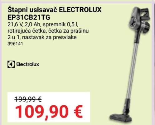 Štapni usisavač ELECTROLUX EP31CB21TG