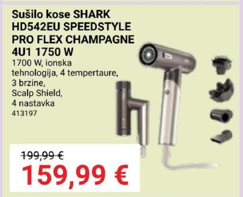 Sušilo kose SHARK HD542EU SPEEDSTYLE PRO FLEX CHAMPAGNE 4U1 1750 W