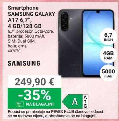 Smartphone SAMSUNG GALAXY A17 6,7”, 4 GB/128 GB