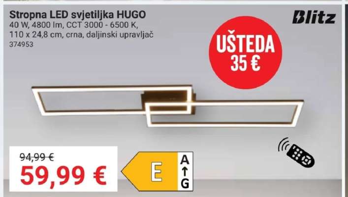 Stropna LED svjetiljka HUGO