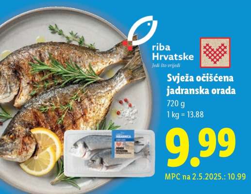 Svježa očišcena jadranska orada