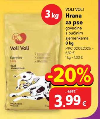 Voli Voli Hrana za pse govedina s bučinim sjemenkama 3 kg