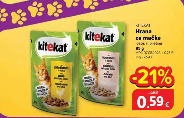 KITEKAT Hrana za mačke losos ili piletina 85 g