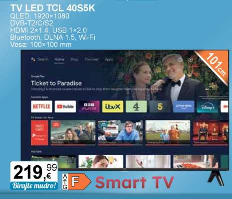 TV LED TCL 40S5K