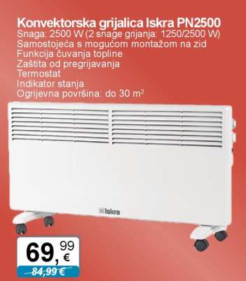 Konvektorska grijalica Iskra PN2500