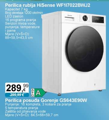 Perilica rublja HiSense WF1I7022BWJ2