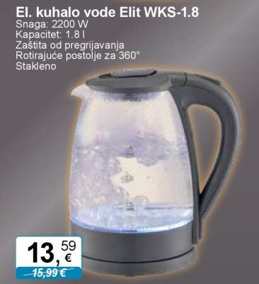 El. kuhalo vode Elit WKS-1.8