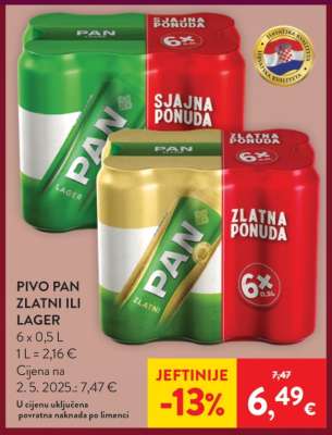 Pivo Pan Zlatni ili Lager