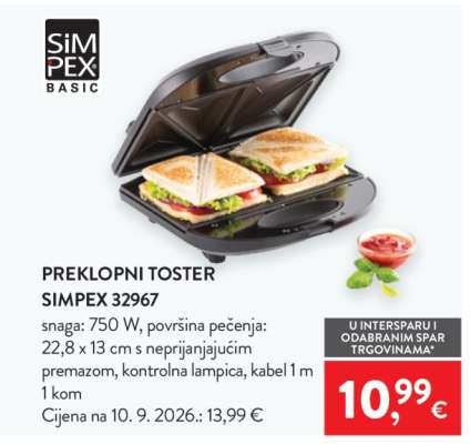 PREKLOPNI TOSTER SIMPEX 32967