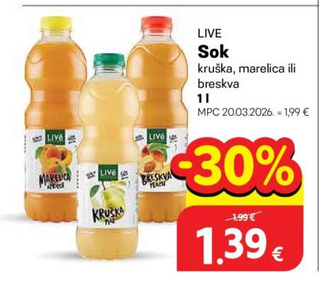 LIVE Sok kruška, marelica ili breskva