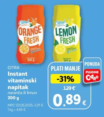 CITRA Instant vitaminski napitak naranča ili limun 200 g
