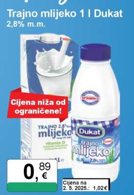Trajno mlijeko 1 l Dukat
