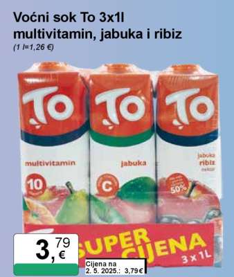 Voćni sok To 3x1l multivitamin, jabuka i ribiz