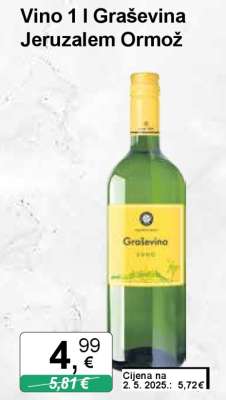 Vino 1 l Graševina Jeruzalem Ormož