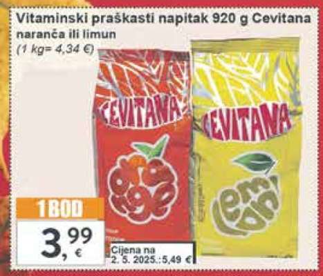 Vitaminski praškasti napitak 920 g Cevitana naranča ili limun