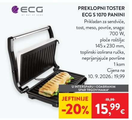 PREKLOPNI TOSTER ECG S 1070 PANINI