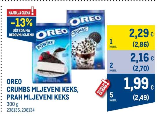 OREO CRUMBS MLJEVENI KEKS, PRAH MLJEVENI KEKS
