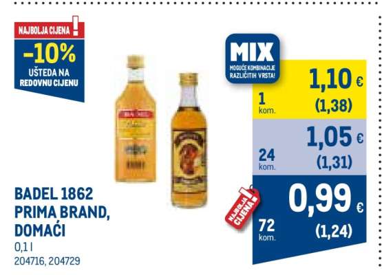 BADEL 1862 PRIMA BRAND, DOMAĆI