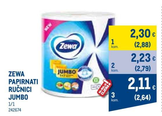 ZEWA PAPIRNATI RUČNICI JUMBO
