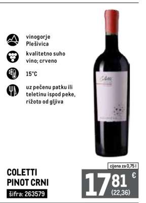COLETTI PINOT CRNI