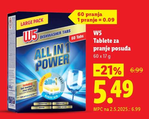 W5 Tablete za pranje posuda