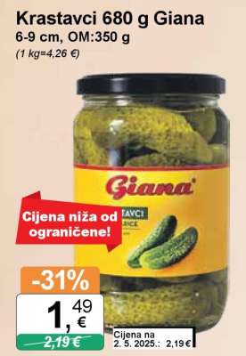 Krastavci 680 g Giana