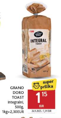 GRANO DORO TOAST Integralni