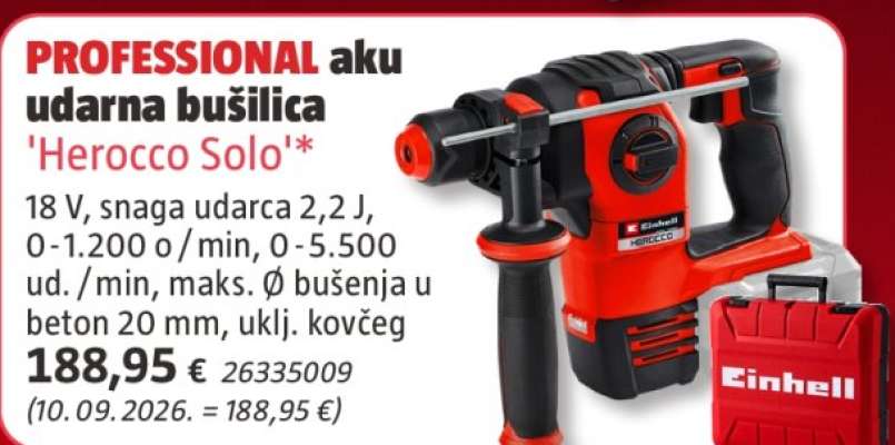 PROFESSIONAL aku udarna bušilica 'Herocco Solo'