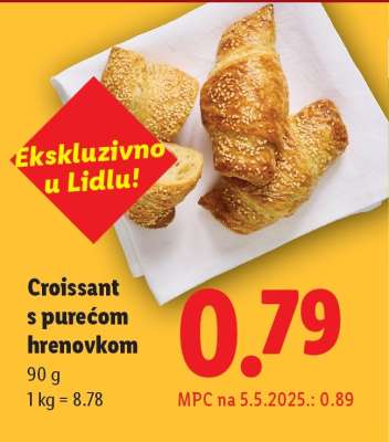 Croissant s purećom hrenovkom