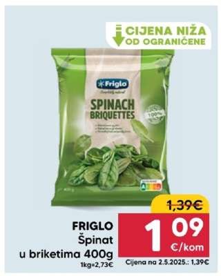 FRIGLO Špinat u briketima 400g