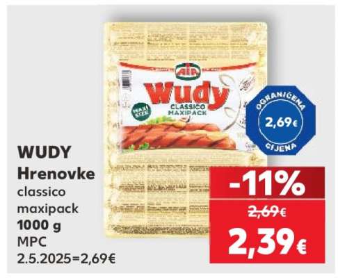 WUDY Hrenovke classico maxipack 1000 g