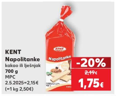 KENT Napolitanke kakao ili lješnjak