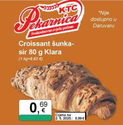 Croissant šunka-sir 80 g Klara
