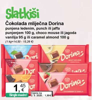 Čokolada mliječna Dorina